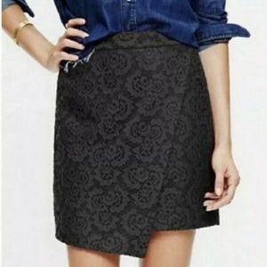 Madewell Black Lace asymmetrical faux wrap front mini skirt